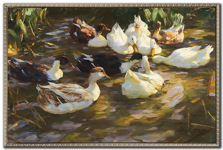 Streamline Art White Ducks in the Pond E864299