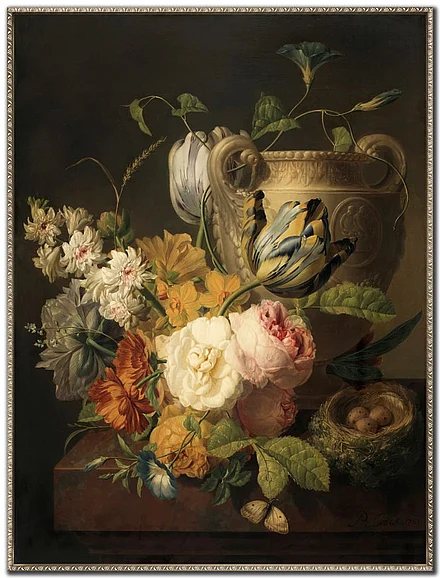 Streamline Art Flowers By A Stone Vase E864541
