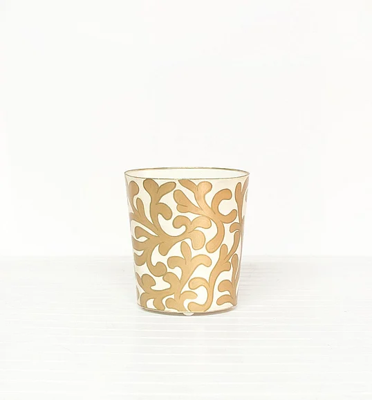 Worlds Away Janeg Oval Wastebasket Gold/Cream WBJANEG