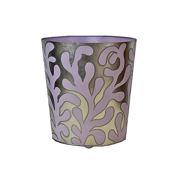 Worlds Away Janels Oval Wastebasket Lavender/Silver WBJANELS