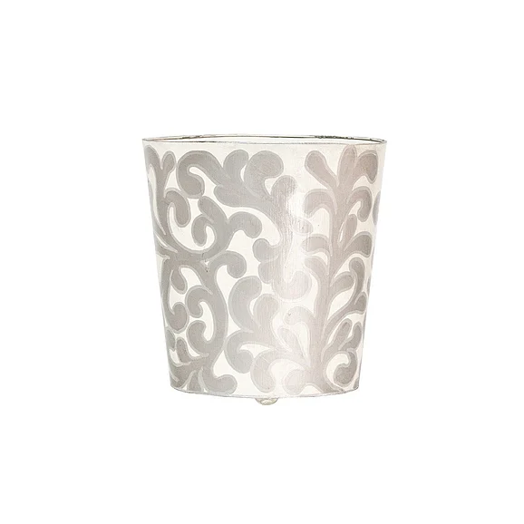 Worlds Away Janes Oval Wastebasket Silver/Cream WBJANES