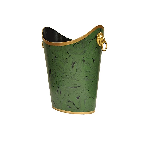 Worlds Away Lion Oval Wastebasket in Malachite WBLIONOV MAL