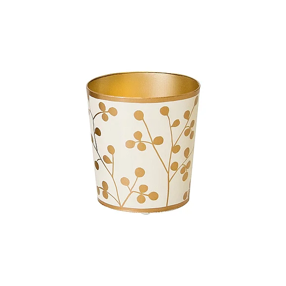 Worlds Away Pods Gold and Cream Wastebasket WBPODS