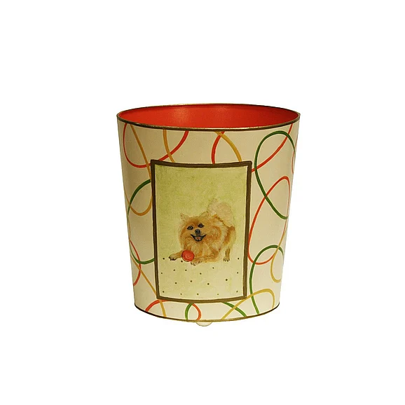 Worlds Away Pomeranian Pomeranian Wastebasket WBPOMERANIAN