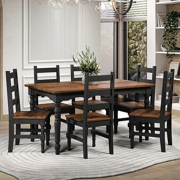 Pine Crafter Furniture Dash Wood Dining Room Set in Black