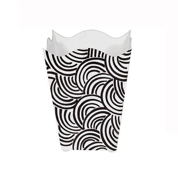 Worlds Away Breaker Square Wave Top Wastebasket in Black WBWBREAKERBL