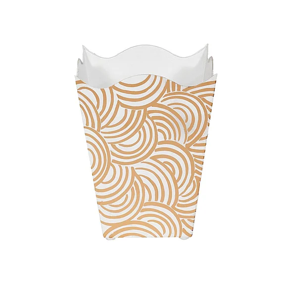 Worlds Away Breaker Square Wave Top Wastebasket in Gold WBWBREAKERG