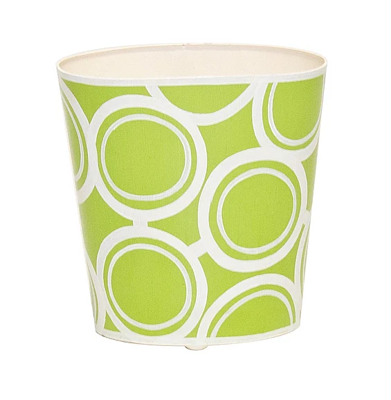 Worlds Away Oval Wastebasket Green and Cream Bubble Design WBZEBBGR
