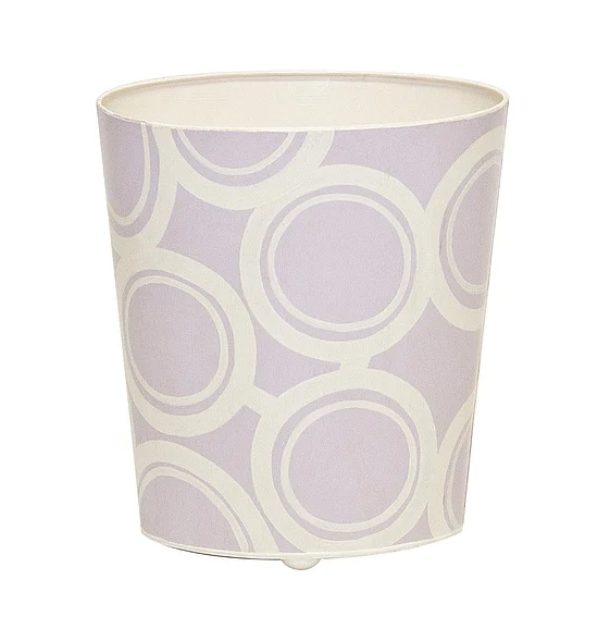 Worlds Away Oval Wastebasket Lavendar and Cream Bubble Design WBZEBBLV