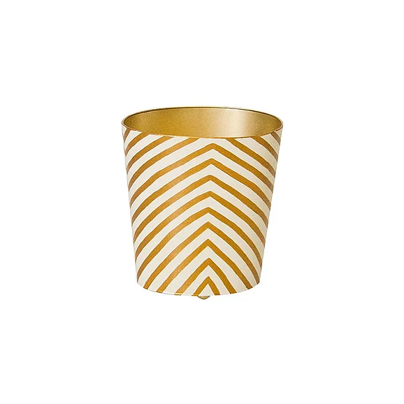 Worlds Away Wastebasket Gold and Cream Zebra WBZEGO