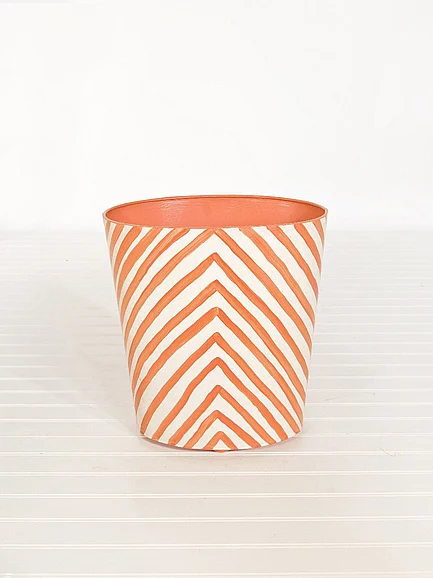 Worlds Away Oval Wastebasket Zebra Orange/Cream WBZEO