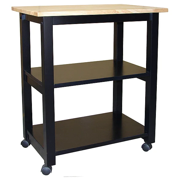 John Thomas Furniture Home Accents Microwave Cart in Black/Natural WC10-185