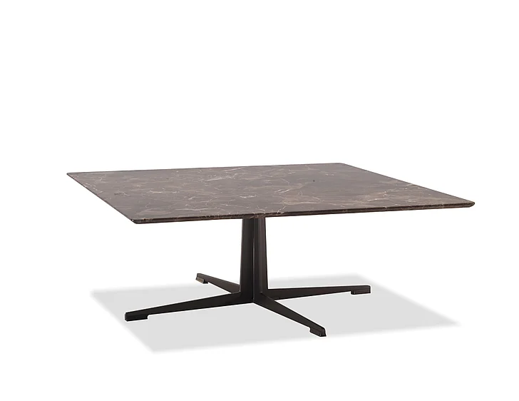 Mobital Navajo Coffee Table Brown Dark Emperador Marble Laser Cut Steel Legs WCO-NAVA-DEMP-SQPCB