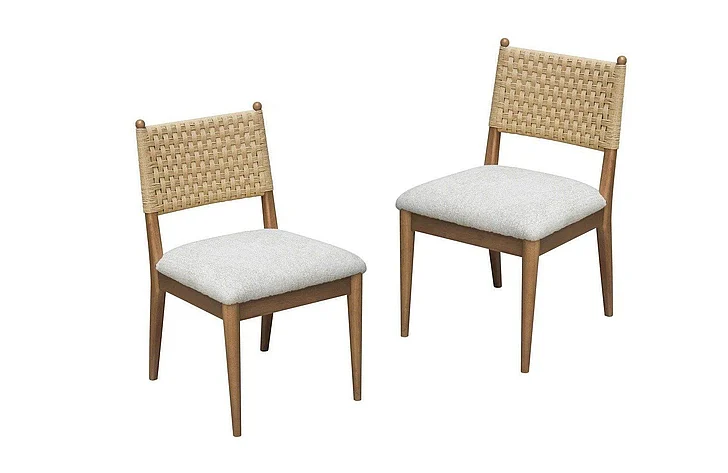 Modus Furniture Langley Woven Back Chair in Cabin Glow WD2D63 (Set of 2)