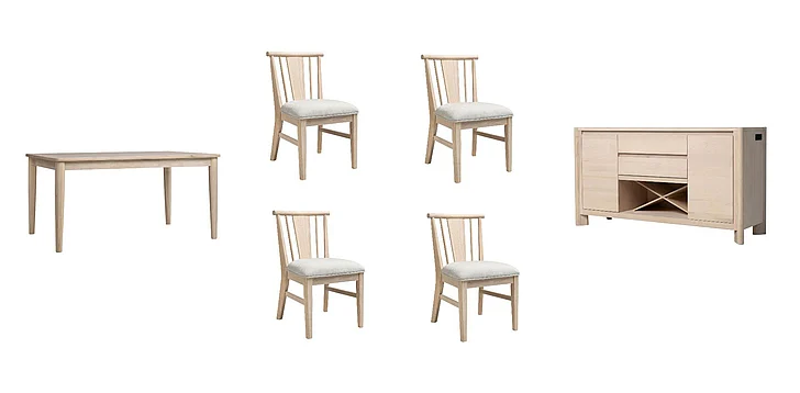 Intercon Furniture West End 6pc Spindle Leg Table Set in Natural WE-TA-6060S-NAT-CDROSET