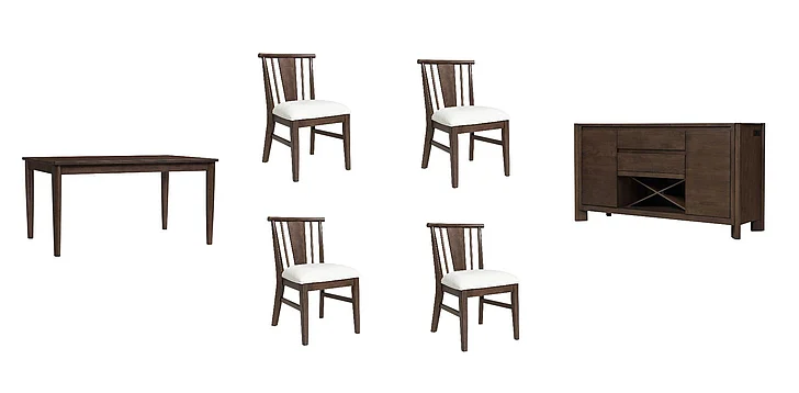 Intercon Furniture West End 6pc Spindle Leg Table Set in Natural WE-TA-6060S-SAD-C-DROSET
