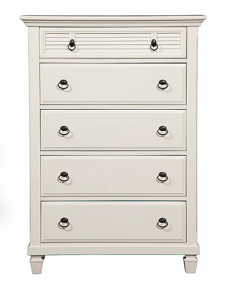 Alpine Furniture Winchester 5 Drawer Chest in White CLEARANCE