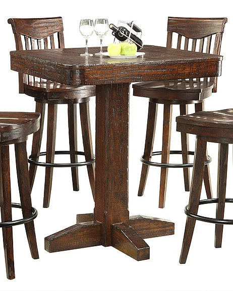 ECI Furniture Gettysburg Pub Table in Dark Distressed 1475-05-PT36-PB36