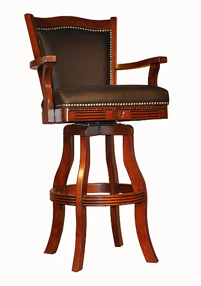 ECI Furniture 30" Leather Nail Head Barstool in Distressed Walnut 7040-35-BS-30