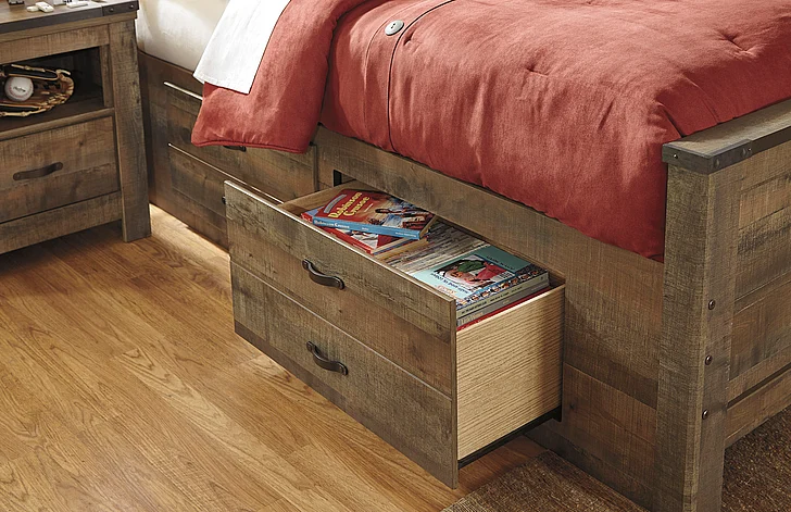 Trinell Underbed Storage with Side Rail in Warm Rustic Oak B446-50 CLEARANCE
