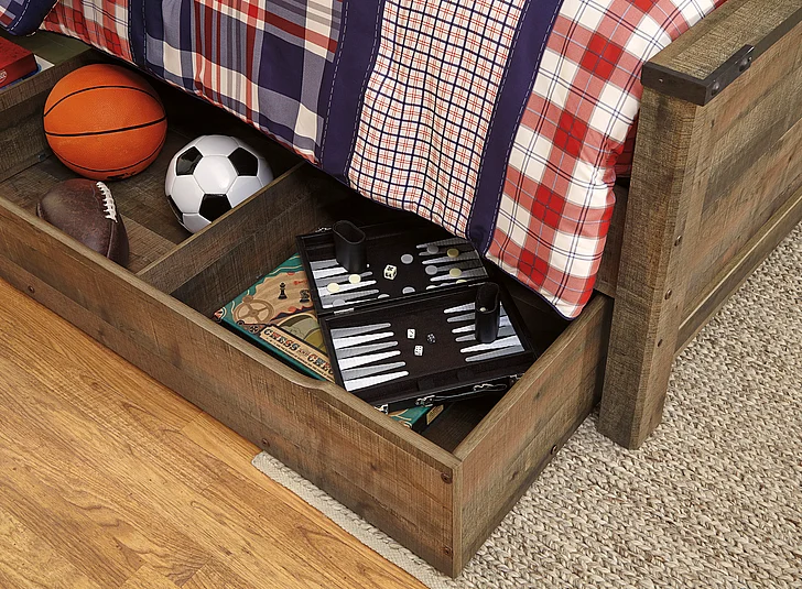 Trinell Underbed Storage in Warm Rustic Oak B446-60