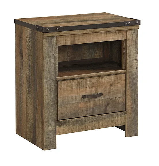 Trinell 1 Drawer Nightstand in Warm Rustic Oak B446-91 FedEx/UPS