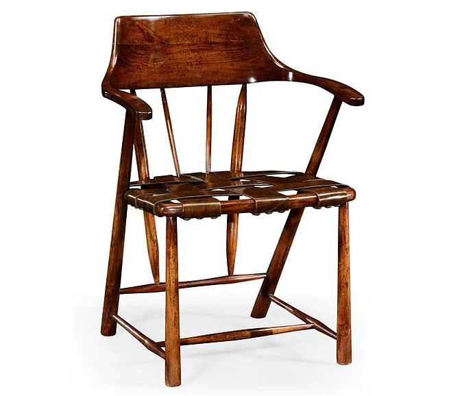 Jonathan Charles Armchair Smokers with Leather Seat in Walnut 492783-WAL-L002
