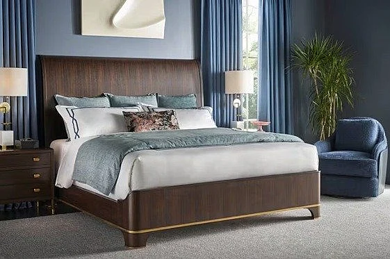 Theodore Alexander Spencer Green Park 2pc Wellington Sleigh Bedroom Set in Fumed