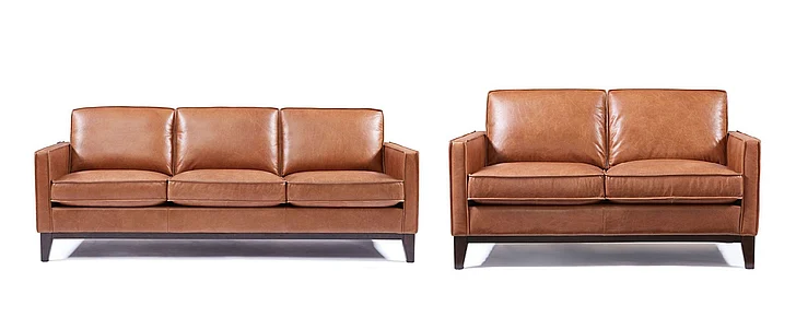 Salt Flat Wells Leather 2pc Living Room set in Chestnut