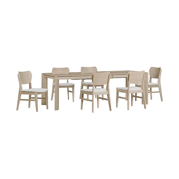 Intercon Furniture West End 7pc Fin Leg Butterfly Table Set in Natural