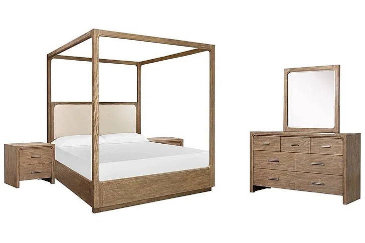 Magnussen Westbourne 2pc Upholstered Poster Bedroom Set in Dark Umber