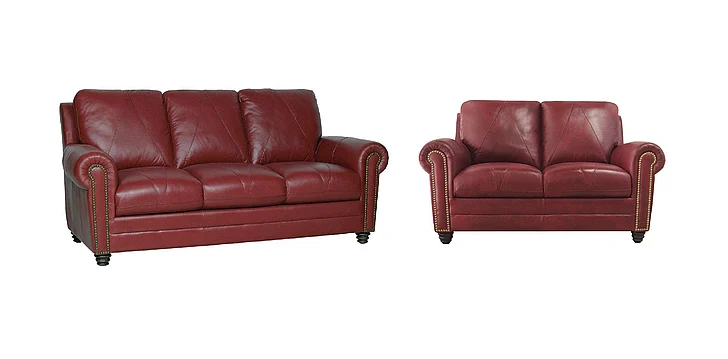 Luke Home Weston 2pc Sofa Living Room Set in Cherry (Quickship)