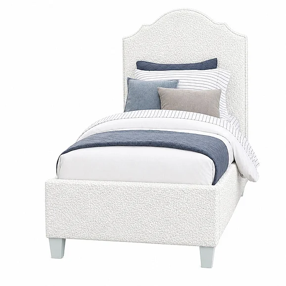 Vaughan-Bassett Twin Upholstered Bed in White Boucle