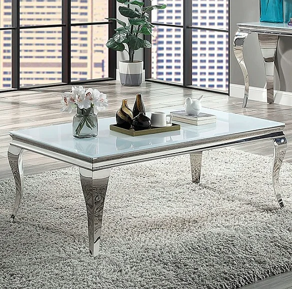 Furniture of America Wetzikon Coffee Table in White/Silver CM4903WH-C
