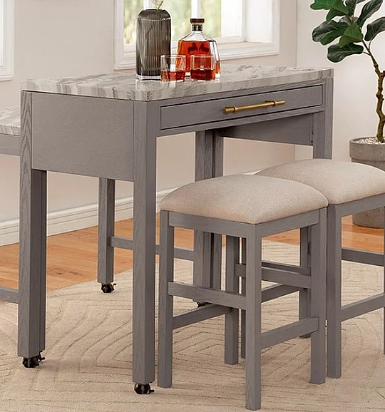 Furniture of America Whitehall Counter Height Table in White/Light Gray/Beige FOA3544LG-PT