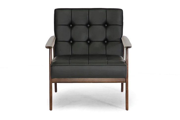Baxton Studio Stratham Mid-Century Modern Club Chair in Black