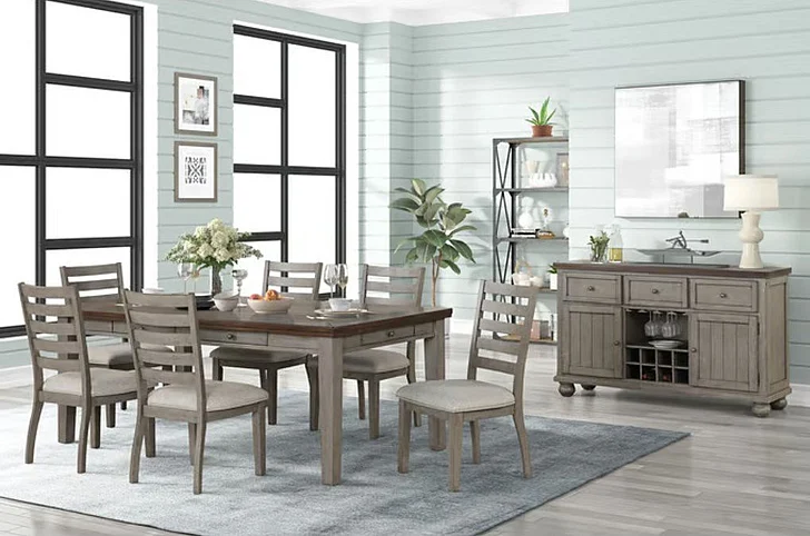 Emma Mason Signature Justin 6pc Dining Room Set in Gray/Brown