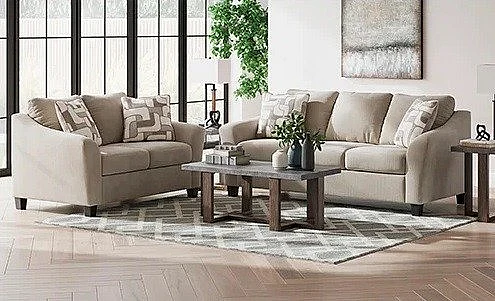 Ashley Furniture Willarae 2pc Queen Sofa Sleeper Living Room Set in Taupe