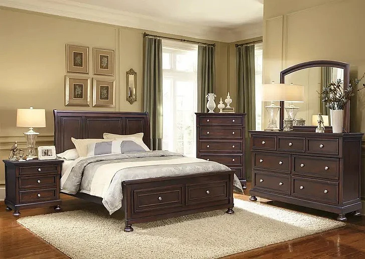 Cottage Creek Willow Ridge 2pc Sleigh Storage Bedroom Set in Cherry