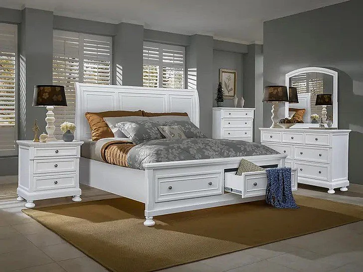 Cottage Creek Willow Ridge 2pc Sleigh Storage Bedroom Set in White