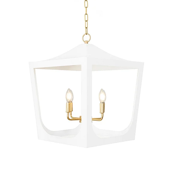 Worlds Away Wimble Modern Pagoda Lantern in White Powder Coat WIMBLE GWH