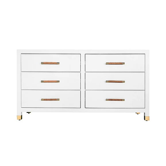 Worlds Away Winchester Six Drawer Chest in Matte White Lacquer WINCHESTER WH