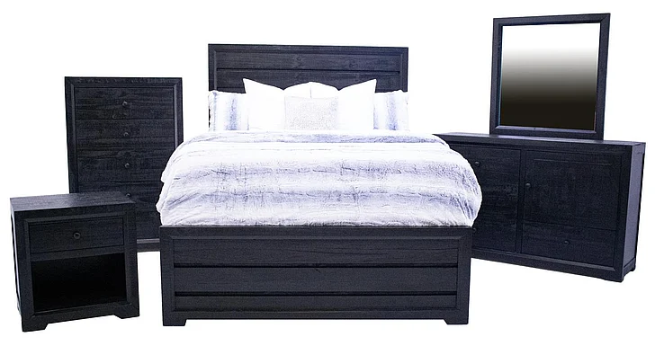 Split Nickel Windjammer 4pc Panel Bedroom Set in Black