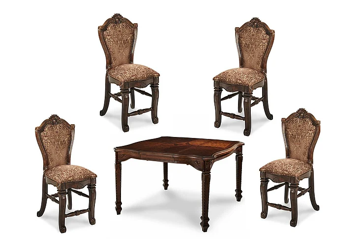 AICO Windsor Court 5-Piece Gathering Dining Set in Vintage Fruitwood