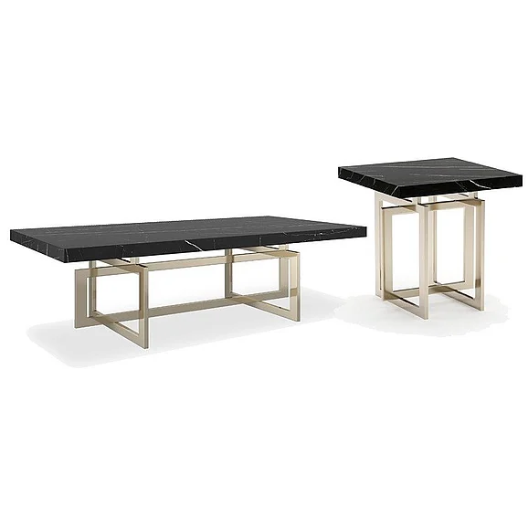 Caracole Wish You Were Here 2pc 60in Occasional Living Room Set in Light Whisper of Gold