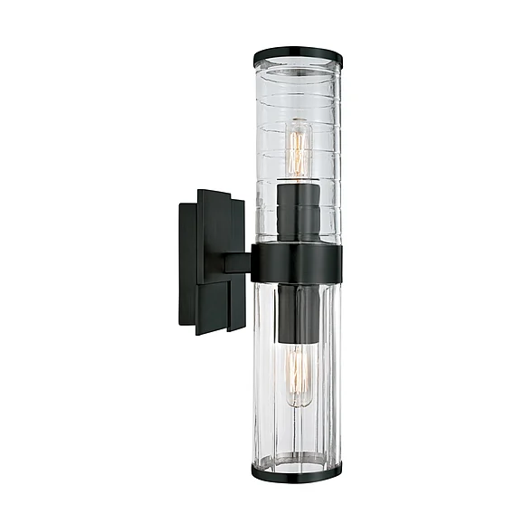 Atlas Stripe 15.25'' High 2-Light Sconce - Matte Black WL11151-BK