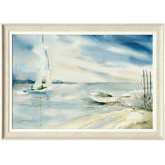 StyleCraft Come Sail Away Textured Double Framed Coastal Print WM22939