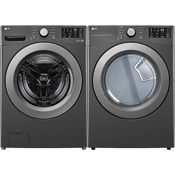LG Side-by-Side Front Load Washer and Electric Dryer Set in Black LGWADREM3470