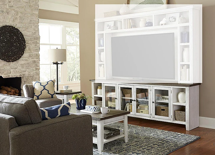 Aspenhome Eastport 97" TV Console with 4 Doors in Drifted White