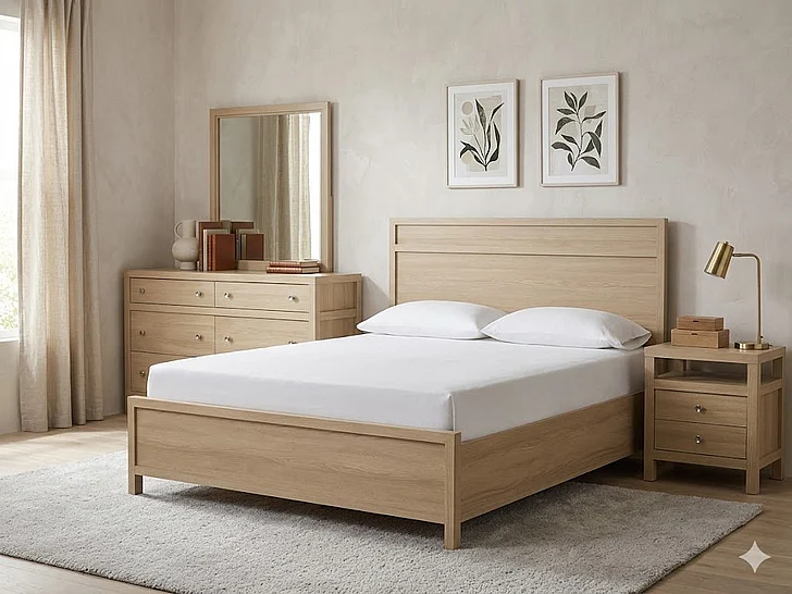 Magnussen Furniture Merrifield 2pc Panel Bedroom Set in Sandstone Beige